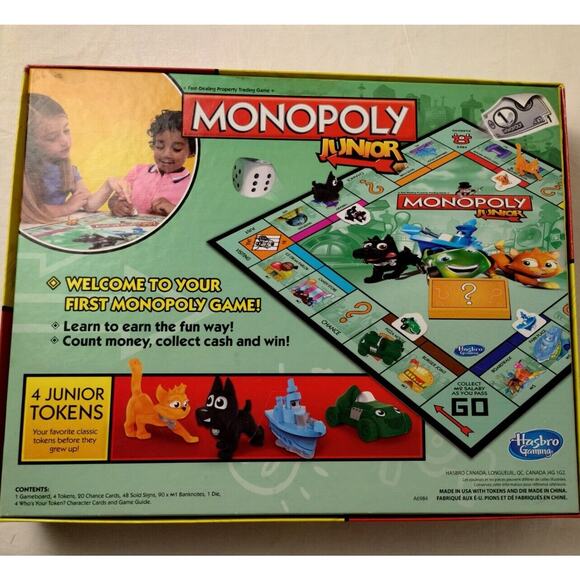 Hasbro Monopoly Junior Board Game - Good Condition - Clean - Missing 1 Chance - Picture 5 of 5